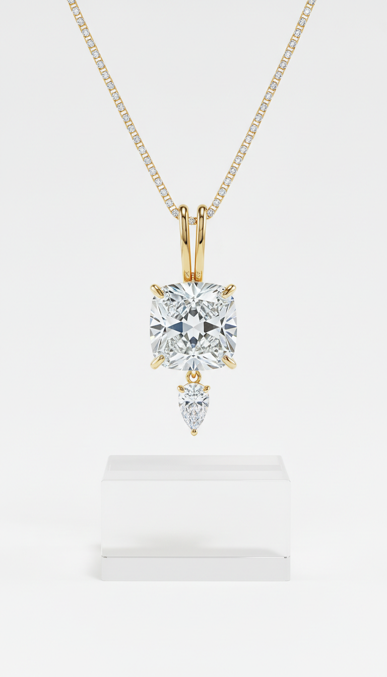 Diamond Pendant Necklace in Gold Beam Setting