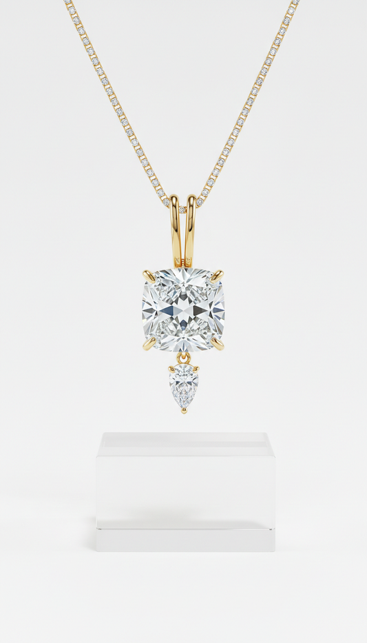Diamond Pendant Necklace in Gold Beam Setting