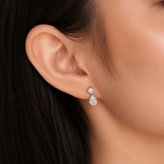 Angel Tear Pear Diamond Drop Earrings