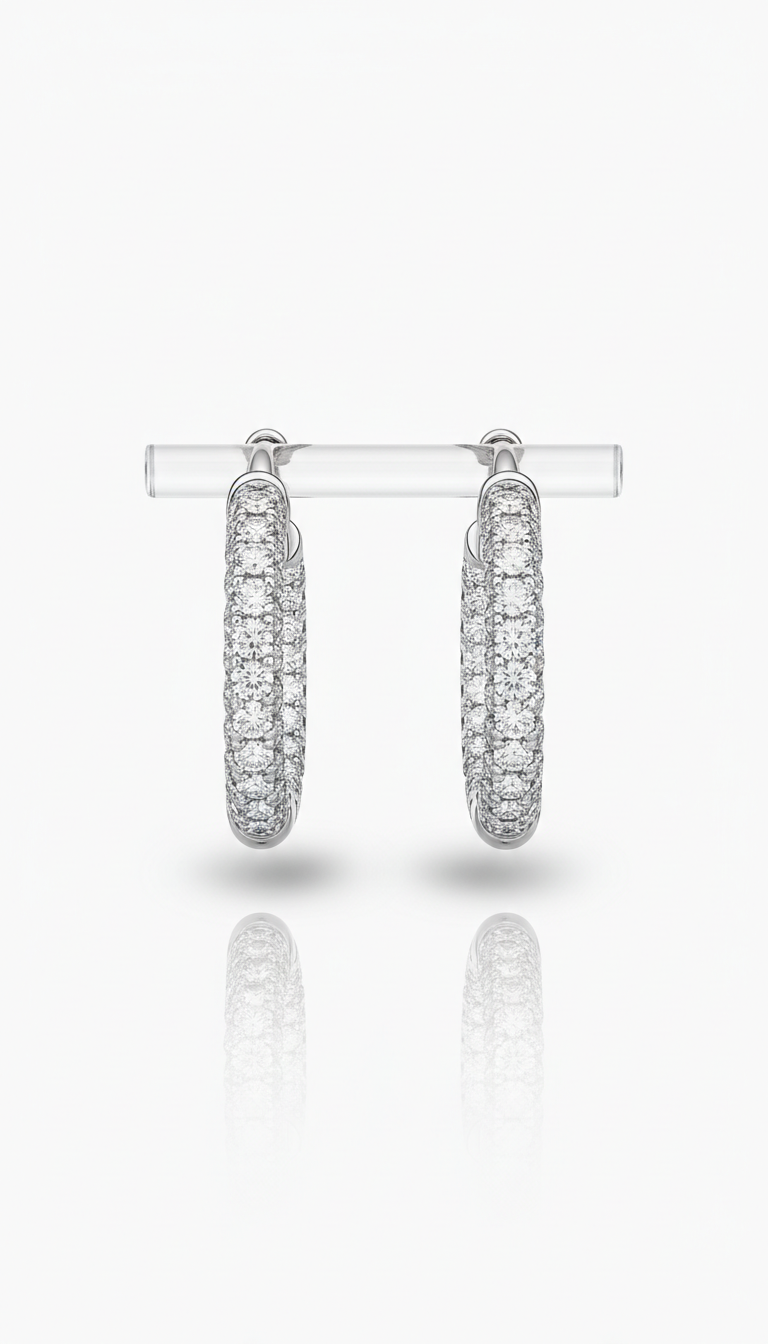 Platinum Diamond Pavé Hoop Earrings