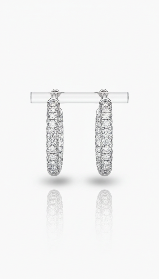 Platinum Diamond Pavé Hoop Earrings